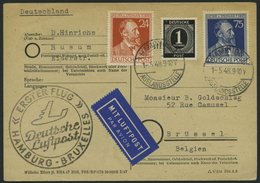 ERST-UND ERÖFFNUNGSFLÜGE 2301 BRIEF, 1.5.48, Hamburg-Brüssel, Flugbestätigungsstempel In Schwarz (Gefälligkeitsabstempel - Storia Postale