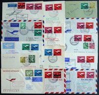 DEUTSCHE LUFTHANSA Aus 5-51 BRIEF, 1955, 14 Verschiedene Flüge, Meist Prachterhaltung, Haberer 1025.- - Used Stamps