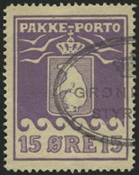 GRÖNLAND - PAKKE-PORTO 8A O, 1923, 15 Ø Violett, (Facit P 8II), Pracht - Spoorwegzegels