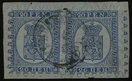 FINNLAND 8C Paar BrfStk, 1866, 20 P. Blau Im Waagerechten Angetrennten Paar Auf Briefstück, K1 BRAHESTAD, Praktisch Alle - Other & Unclassified