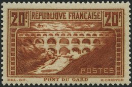 FRANKREICH 242C **, 1931, 20 Fr. Brücke über Den Gard, Gezähnt K 13, Type IIB Mit Abart Weißer Fluß, Pracht - Other & Unclassified