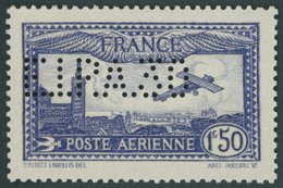 FRANKREICH 255I **, 1930, 1.50 Fr. Flugpost Mit Lochung E.I.P.A. 30, Pracht - Sonstige & Ohne Zuordnung