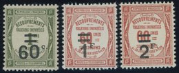 PORTOMARKEN P 54-56 **, 1926, 60 C. Auf 1 Fr. - 2 Fr. Auf 60 C., Postfrisch, 3 Prachtwerte, Mi. 59.- - Otros & Sin Clasificación