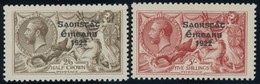 IRLAND 37/8II *, 1925, 2 Sc. 6 Pg. Und 2 Sc. Dreizeiliger Aufdruck In Grauschwarz, Falzrest, 2 Prachwerte - Altri & Non Classificati