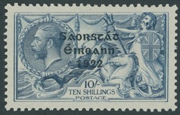 IRLAND 39I *, 1922, 10 Sc. Dreizeiliger Aufdruck In Blauschwarz, Falzrest, Pracht - Autres & Non Classés