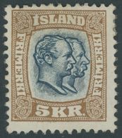 ISLAND 62 *, 1907, 5 Kr. Doppelportrait, Falzreste, Feinst, Mi. 170.- - Other & Unclassified