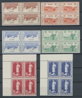 ISLAND 168-71,223-25 VB **, 1933/41, Wohltätigkeitsvereinigungen Und Sturluson, 2 Postfrische Viererblock-Sätze, Pracht, - Autres & Non Classés