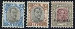 DIENST D 60/1,65 *, 1930/6, 2 Kr., 5 Kr. Und 50 A. König Christian X, Falzreste, 3 Prachtwerte - Dienstmarken