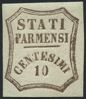 PARMA 13 *, 1859, 10 C. Dunkelbraun, Falzrest, Pracht, Signiert Gebrüder Senf, Mi. 750.- - Parme