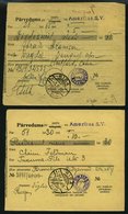 LETTLAND 121 BRIEF, 1929/30, 2 S. Lilarosa, 2 Frankierte Geldanweisungen Aus Amerika (verschiedene Typen), Pracht - Lettonie