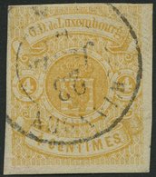 LUXEMBURG 5 O, 1860, 4 C. Gelb, Kabinett, Gepr. U.a. Drahn, Mi. (220.-) - Officials
