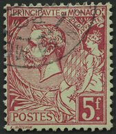 MONACO 21a O, 1891, 5 Fr. Karmin Auf Grünlich, Pracht, Mi. 170.- - Altri & Non Classificati