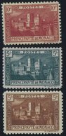 MONACO 62-64 **, 1922/4, 5 - 10 Fr. Einheimische Motive, 3 Postfrische Prachtwerte, Mi. 102.- - Otros & Sin Clasificación