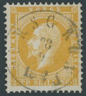 NORWEGEN 2 O, 1857, 2 Sk. Orangegelb, Zentrischer K1 PORSGRUND, Kabinett, Signiert - Sonstige & Ohne Zuordnung
