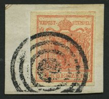 ÖSTERREICH 3X BrfStk, 1850, 3 Kr. Karmin, Handpapier, Type Ib, Mit Stummem Stempel Von TABOR (Müller 2861b), Kabinettbri - Gebruikt