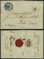 ÖSTERREICH 5X BRIEF, 1851, 9 Kr. Blau, Handpapier, Schwarzer K1 RECOMMANDIRT/WIEN Auf Siegelbrief Nach Lohe/Main, Rückse - Usados
