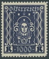 ÖSTERREICH 1918-1938 404B *, 1922, 1000 Kr. Schwarzblauviolett, Gezähnt L 111/2, Falzrest, Pracht, Mi. 290.- - Other & Unclassified
