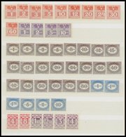 PORTOMARKEN **, 1945-49, Postfrische Dublettenpartie Portomarken, U.a. 50x Mi.Nr. 189-200 In Bogenteilen Mit Plattennumm - Taxe