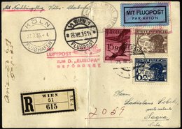 FLUGPOST BIS 1938 97 BRIEF, 27.7.1935, Mit Lufpost Zur EUROPA, Nachbringeflug Köln-Cherbourg, Ab Wien Mit österreichisch - Primeros Vuelos