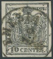 LOMBARDEI UND VENETIEN 2Xc O, 1850, 10 C. Grauschwarz, Handpapier, Zentrischer K1 VENEZIA, Pracht, Mi. 120.- - Lombardije-Venetië