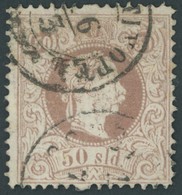 POST IN DER LEVANTE 7ICb O, 1867, 50 So. Rötlichbraun, Grober Druck, Gezähnt L 12, Pracht, Gepr. Hübner, Mi. 140.- - Oostenrijkse Levant