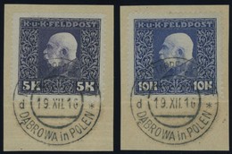 AT-HUNG. FELDPOST ALLG. AUSG. 47/8A BrfStk, 1915, 5 K. Violett Auf Hellgrau Und 10 K. Ultramarin Auf Grau, 2 Prachtbrief - Altri & Non Classificati