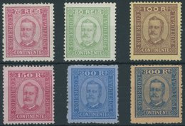 PORTUGAL 72-77 *, 1892-94, 75 - 300 R. König Carlos I, Stärkere Falzreste, 6 Werte üblich Gezähnt Pracht - Used Stamps