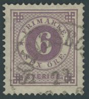 SCHWEDEN 33b O, 1888, 6 Ö. Rotviolett, Pracht, Mi. 70.- - Gebruikt