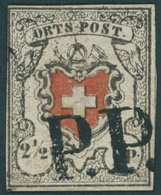 SCHWEIZ BUNDESPOST 5I O, 1850, 21/2 Rp. Ortspost, Mit Kreuzeinfassung, Type 6, Mit Schwarzem P.P. (AW Nr. 231), Kleine D - Other & Unclassified