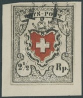 SCHWEIZ BUNDESPOST 5I BrfStk, 1850, 21/2 Rp. Ortspost, Mit Kreuzeinfassung, Type 28, Verklebte Risse, Fein, Mi. (1500.-) - Otros & Sin Clasificación