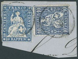 SCHWEIZ BUNDESPOST 14IIBym,23 BrfStk, 1860, 10 Rp. Lebhaftblau, Berner Druck III, (Zst. 23G), In Wertstufgleicher Mischf - Sonstige & Ohne Zuordnung