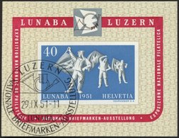 SCHWEIZ BUNDESPOST Bl. 14 O, 1951, Block LUNABA, Ersttags-Sonderstempel, Pracht, Mi. (200.-) - Sonstige & Ohne Zuordnung