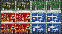 SCHWEIZ BUNDESPOST 623-26 VB O, 1956, Jahresereignisse In Viererblocks Mit Zentrischen Ersttagsstempeln, Prachtsatz - Other & Unclassified