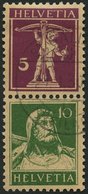ZUSAMMENDRUCKE S 13 O, 1927, Tellknabe/Tellbrustbild 5 + 10, Pracht, Mi. 70.- - Se-Tenant
