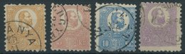 UNGARN 1,3,4,6a O, 1871, 2, 5, 10 Und 25 K. Violett Steindrucke, 4 Werte Etwas Unterschiedlich, Mi. 850.- - Autres & Non Classés