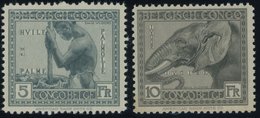 BELGISCH-KONGO 76/7 **, 1924, 5 Und 10 Fr. Kongo, Gummi Teils Etwas Gebräunt Sonst Pracht - Autres & Non Classés