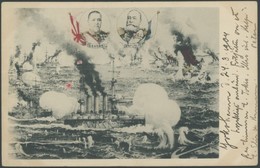 JAPAN 1904, Ansichtskarte ( Seeschlacht Aus Dem Russisch-japanischen Krieg), Von Yokohama Nach Schweden, Frankatur Entfe - Altri & Non Classificati