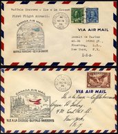 KANADA 286,286a BRIEF, 18.11.1936, ILE A LA CROSSE-BUFFALO, Hin- Und Rückflug (19.11), 2 Prachtbriefe, Müller 286, 286a - Unused Stamps