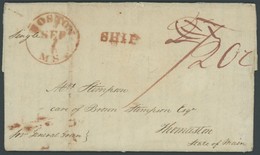 KANADA 1821, Nova Scotia/Halifax: Schiffs-Briefaufgabe General Green, Taxiert Mit 20 C. Und Rotem L1 SHIP über BOSTON M. - Unused Stamps