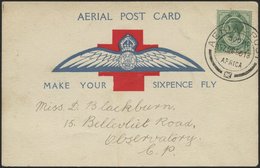 SÜDAFRIKA AB 1910 2 BRIEF, 7.10.1918, Erstflugkarte Vom Roten Kreuz, Route: Wynberg - Green Point Nach Observatory C.P., - Poste Aérienne