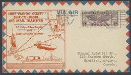 USA 1931, GOODYEAR AIRSHIP VOLUNTEER, Sonderumschlag Des Posttransfertests Vom Dampfer City Of Los Angeles Nach San Pedr - Gebruikt