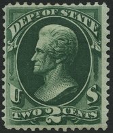 DIENSTMARKEN D 57 *, Scott O 58, 1873, 2 C. State, Falzreste, Normale Zähnung, Pracht,$ 310 - Unused Stamps