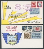 US-FLUGPOST 1983/5, 4 Verschiedene Belege Luftschiff USS MACON, 2 Handgemalte Mit Motiven Und Stempeln Zu 50jährigen Jub - Andere & Zonder Classificatie