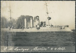 ALTE POSTKARTEN - SCHIFFE KAISERL. MARINE S.M. Kreuzer Berlin, 4.4.1910, Postkarte, Pracht - Oorlog