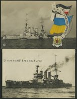 ALTE POSTKARTEN - SCHIFFE KAISERL. MARINE BIS 1918 S.M.S. Braunschweig, 2 Ungebrauchte Karten - Warships