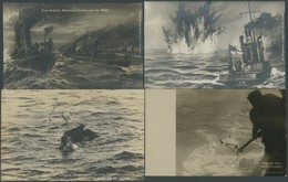 ALTE POSTKARTEN - SCHIFFE KAISERL. MARINE Minen, Minensuchboote, 4 Verschiedene Ansichtskarten - Guerre