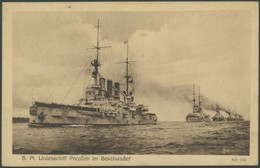 ALTE POSTKARTEN - SCHIFFE KAISERL. MARINE S.M. Linienschiff Preußen Im Geschwader, Feldpostkarte, Pracht - Warships