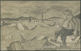 ALTE POSTKARTEN - SCHIFFE KAISERL. MARINE Scapa Flow Bucht, Der Erschrockene John Bull, Karrikaturkarte Von Lindemann - Oorlog