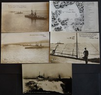 ALTE POSTKARTEN - SCHIFFE KAISERL. MARINE Deutsche Flotte In Scapa Flow, 4 Verschiedene Fotokarten, Dabei Ein Plan Der B - Krieg