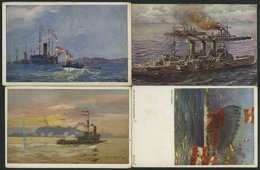 FELDPOST 4 Verschiedene Ungebrauchte Künstlerkarten Mit K.u. K. Kriegsschiffen, Meist Von Harry Heusser, Pracht - Andere & Zonder Classificatie